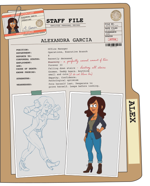 Inside back cover of Alex's personnel file