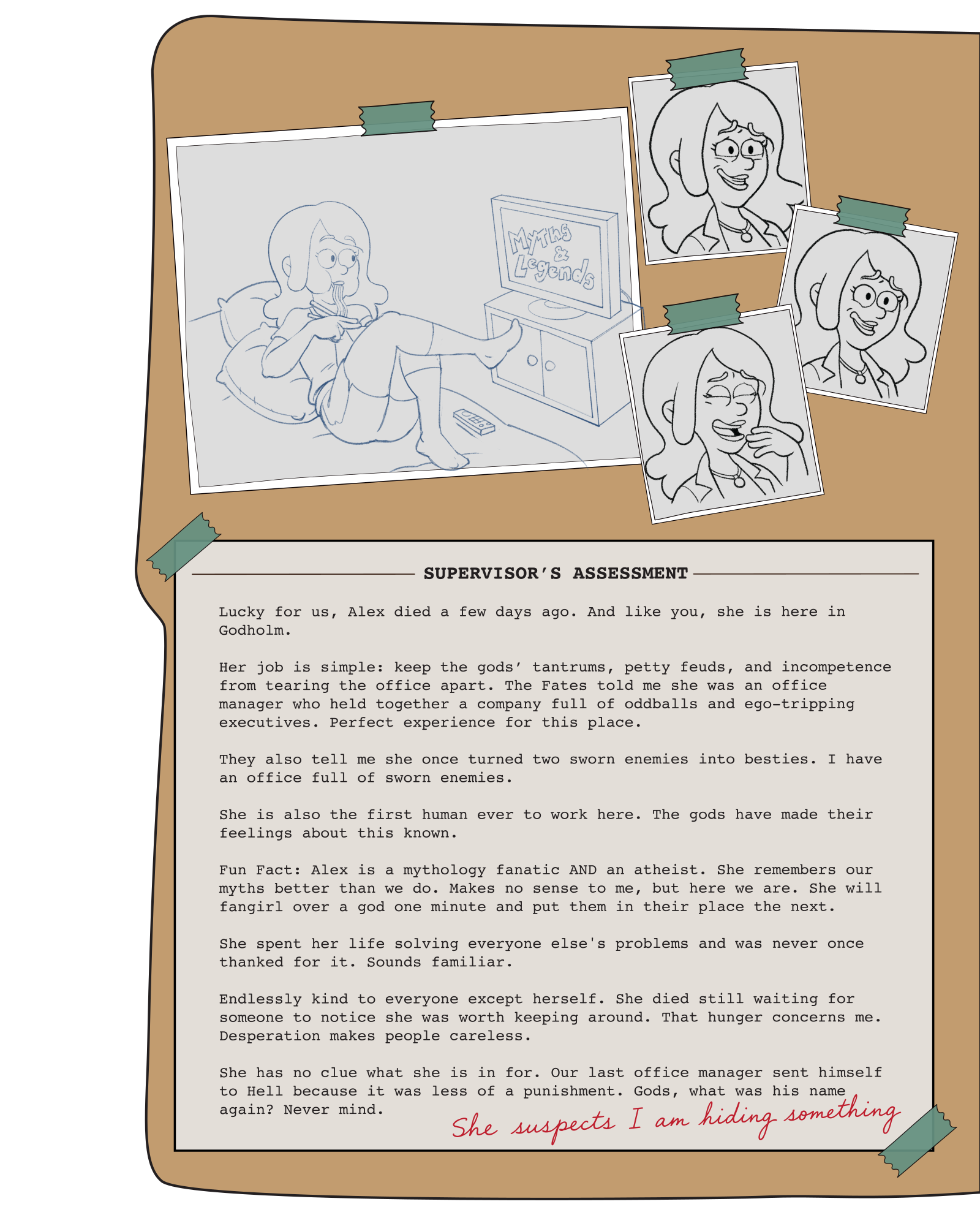 Inside front cover of Alex's personnel file