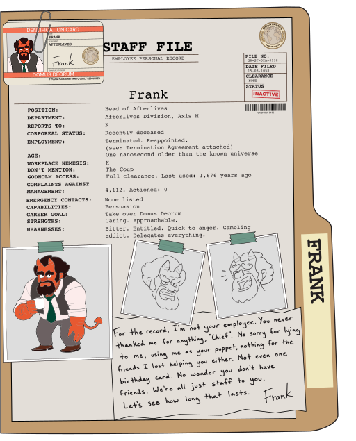 Inside back cover of Frank's personnel file