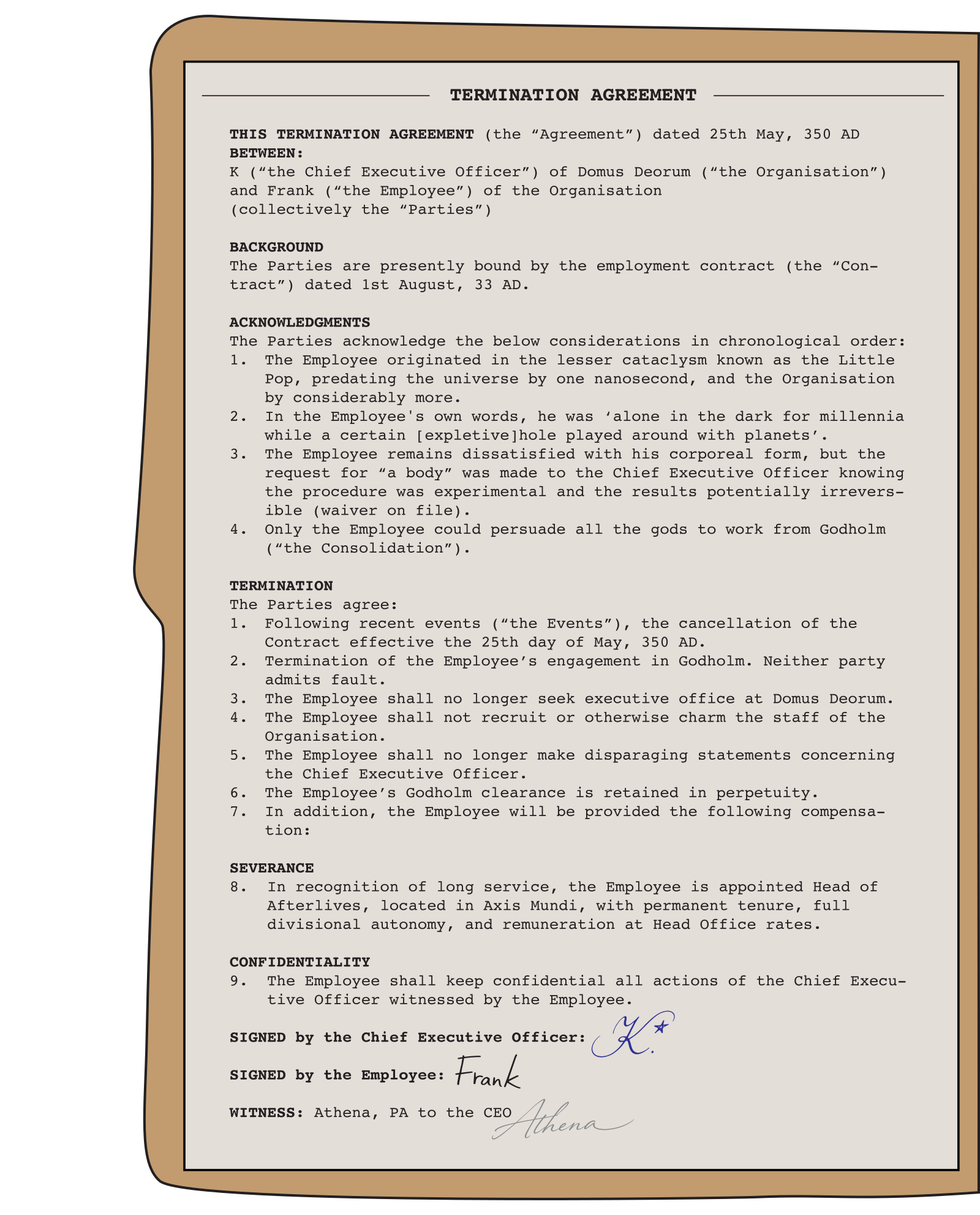Inside front cover of Frank's personnel file